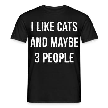 J’aime les chats et peut-être 3 personnes chemise drôle - T-shirt homme - noir - Devant - AI Model Male 178 light (178cm)