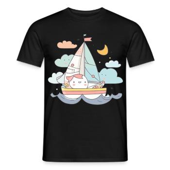 Segeln Comic Stil - Männer T-Shirt - Schwarz - Vorne - AI Model Male 178 light (178cm)