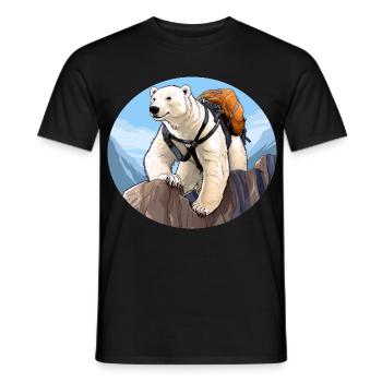 Polar Bear Hiking / Mountaineer Polar Bear - Men's T-Shirt - black - Front - AI Model Male 178 light (178cm)