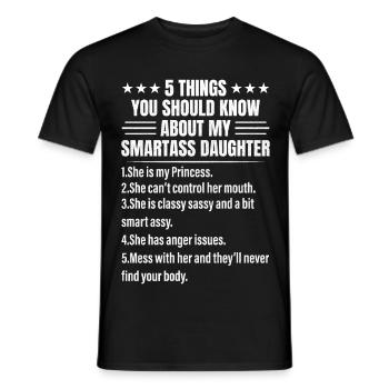 5 choses que vous devez savoir sur mon malin - T-shirt homme - noir - Devant - AI Model Male 178 light (178cm)