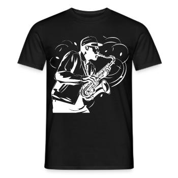 Saxophonist Skizze - Männer T-Shirt - Schwarz - Vorne - AI Model Male 178 light (178cm)