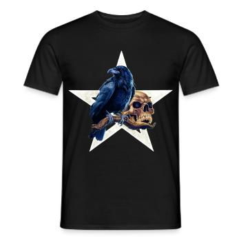 Rabe auf Stern und Schädel - Männer T-Shirt - Schwarz - Vorne - AI Model Male 178 light (178cm)