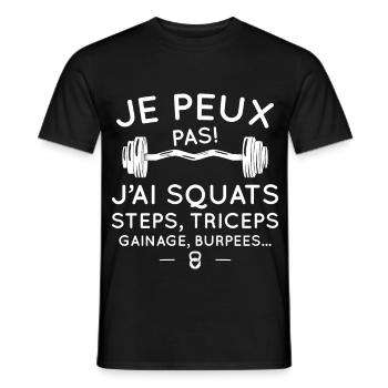 Ich kann nicht, ich habe Kniebeugen, Schritte, Trizeps, Ganage - Männer T-Shirt - Schwarz - Vorne - AI Model Male 178 light (178cm)
