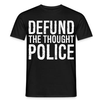 defund the thought police - Männer T-Shirt - Schwarz - Vorne - AI Model Male 178 light (178cm)