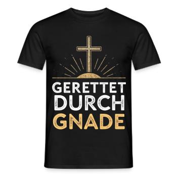 Gerettet durch Gnade Kreuzdesign - Männer T-Shirt - Schwarz - Vorne - AI Model Male 178 light (178cm)