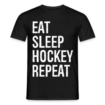 Manger dormir hockey répéter - T-shirt homme - noir - Devant - AI Model Male 178 light (178cm)