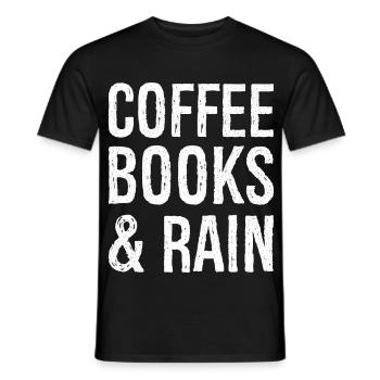 coffee books rain - Men's T-Shirt - black - Front - AI Model Male 178 light (178cm)