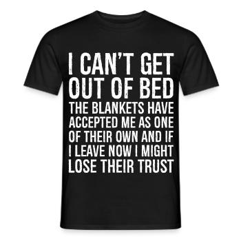 I can t get out of bed - Men's T-Shirt - black - Front - AI Model Male 178 light (178cm)