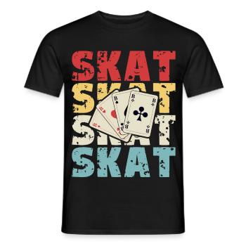 Skat Karten Retro Design - Männer T-Shirt - Schwarz - Vorne - AI Model Male 178 light (178cm)