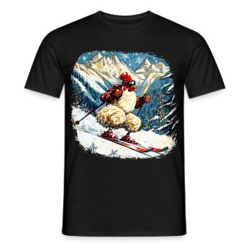 Ski Hühner - Männer T-Shirt - Schwarz - Vorne - AI Model Male 178 light (178cm)