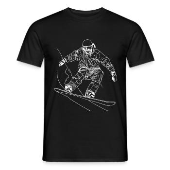 Snowboarder Zeichnung - Männer T-Shirt - Schwarz - Vorne - AI Model Male 178 light (178cm)