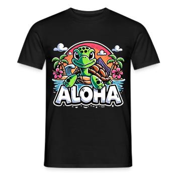Aloha Turtle Hawaii Hibiscus Palm Trees Gift - Men's T-Shirt - black - Front - AI Model Male 178 light (178cm)