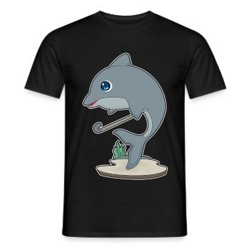 Dolphin Bâton de hockey sur gazon - T-shirt homme - noir - Devant - AI Model Male 178 light (178cm)