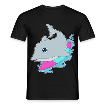Dolphin Surfing Surfboard Summer - Men's T-Shirt - black - Front - AI Model Male 178 light (178cm)