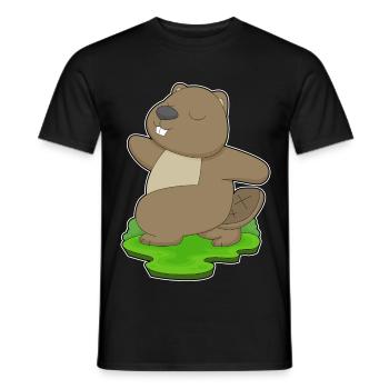 Biber Yoga Fitness Gymnastik - Männer T-Shirt - Schwarz - Vorne - AI Model Male 178 light (178cm)