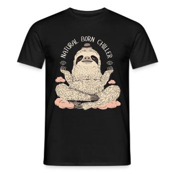 Zen-Faultier – Cooles Chill Motiv - Männer T-Shirt - Schwarz - Vorne - AI Model Male 178 light (178cm)