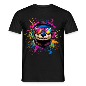 Loutre Loutre de mer Loutre Loutre Martre amour Loutre mignonne - T-shirt homme - noir - Devant - AI Model Male 178 light (178cm)