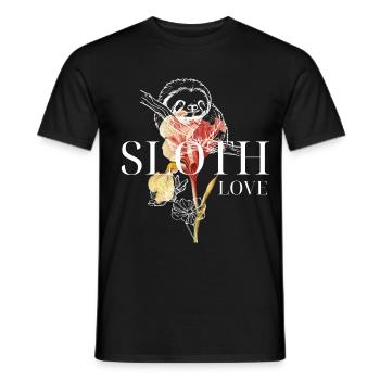 Sloth Love – Floral Art & Sloth - Men's T-Shirt - black - Front - AI Model Male 178 light (178cm)