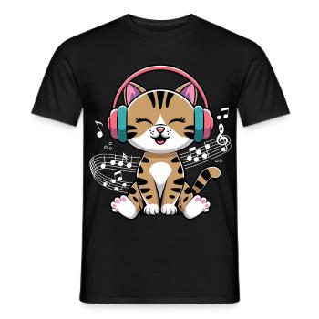 Musik Katze Notenschlüssel Design für Musiker und - Männer T-Shirt - Schwarz - Vorne - AI Model Male 178 light (178cm)