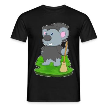 Mouse Witch Broom - Men's T-Shirt - black - Front - AI Model Male 178 light (178cm)