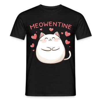 Chat Meowentine Heart Love Cadeau de la Saint-Valentin - T-shirt homme - noir - Devant - AI Model Male 178 light (178cm)