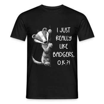blaireau disant dessin animé motif animal de la forêt - T-shirt homme - noir - Devant - AI Model Male 178 light (178cm)