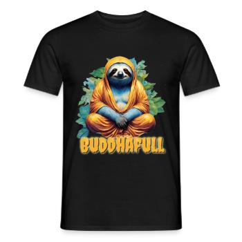 Bouddha Yoga Paresseux Humour Dieu Paresseux Nerd Sommeil - T-shirt homme - noir - Devant - AI Model Male 178 light (178cm)