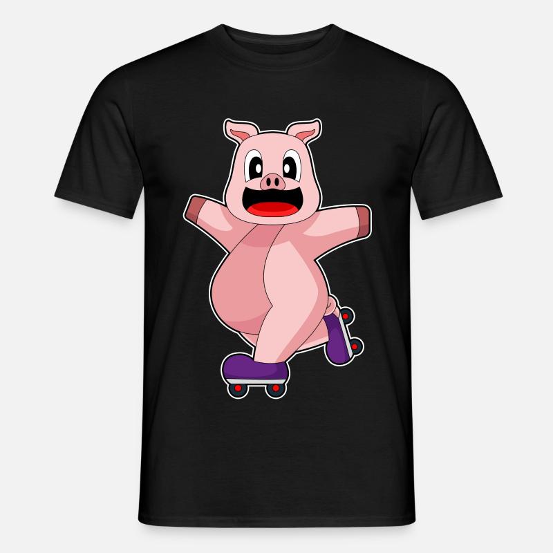 Schwein Inline skating Rollschuhe - Männer T-Shirt - Schwarz