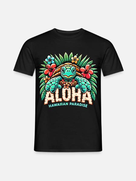 Aloha Schildkröte Hawaii Paradies Geschenk - Männer T-Shirt - Schwarz