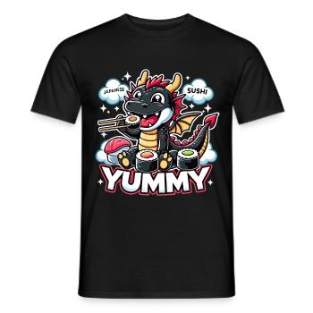Drache Maki Sushi Yummy Kawaii Geschenk - Männer T-Shirt - Schwarz - Vorne - AI Model Male 178 light (178cm)