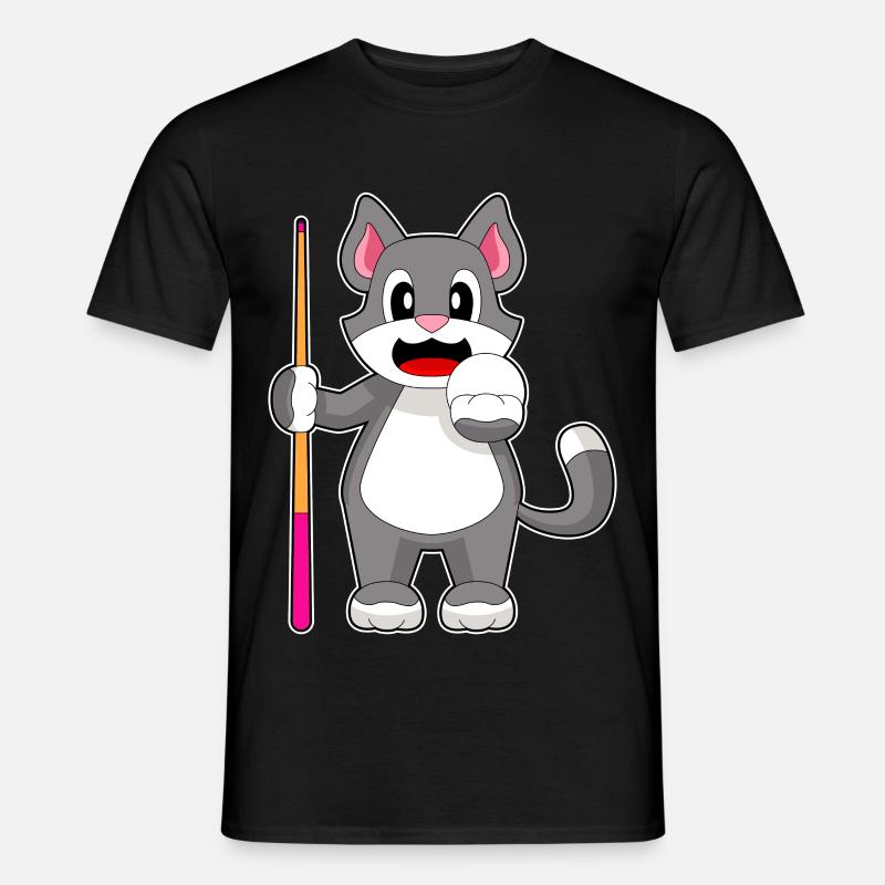 Katze Billiard Queue - Männer T-Shirt - Schwarz