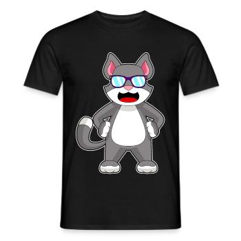 Cat Sunglasses - Men's T-Shirt - black - Front - AI Model Male 178 light (178cm)