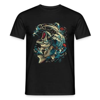 Fischen Cartoon Stil - Männer T-Shirt - Schwarz - Vorne - AI Model Male 178 light (178cm)
