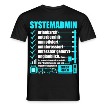 Systemadministrator, IT-Support, Netzwerkadmin, PC - Männer T-Shirt - Schwarz - Vorne - AI Model Male 178 light (178cm)