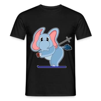 Elefant Skifahrer Ski Wintersport - Männer T-Shirt - Schwarz - Vorne - AI Model Male 178 light (178cm)