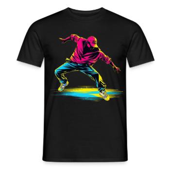 Breakdance Retrowave - Männer T-Shirt - Schwarz - Vorne - AI Model Male 178 light (178cm)