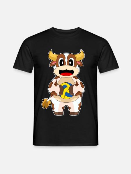 Kuh Volleyballspieler Volleyball - Männer T-Shirt - Schwarz