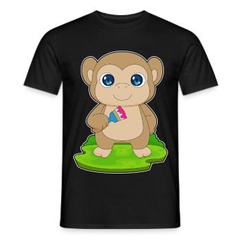 Affe Maler Pinsel Malen - Männer T-Shirt - Schwarz - Vorne - AI Model Male 178 light (178cm)