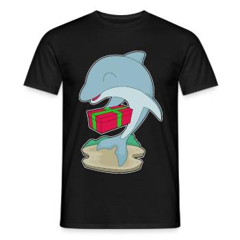 Dolphin Christmas Package - Men's T-Shirt - black - Front - AI Model Male 178 light (178cm)