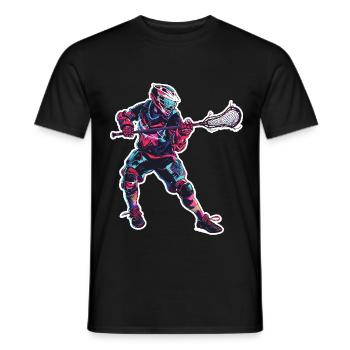 Lacrosse Player Graphics - Men's T-Shirt - black - Front - AI Model Male 178 light (178cm)