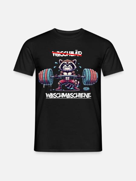 Waschbär beim Gewichtheben | Lustiges Gym Animal  - Männer T-Shirt - Schwarz