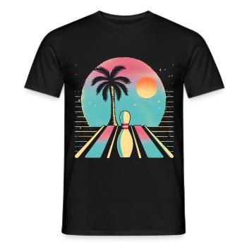 Oldschool Bowling - Men's T-Shirt - black - Front - AI Model Male 178 light (178cm)