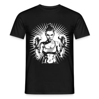 Boxeur féminin - T-shirt homme - noir - Devant - AI Model Male 178 light (178cm)