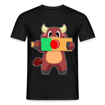 Bull Cricket Batte de cricket - T-shirt homme - noir - Devant - AI Model Male 178 light (178cm)