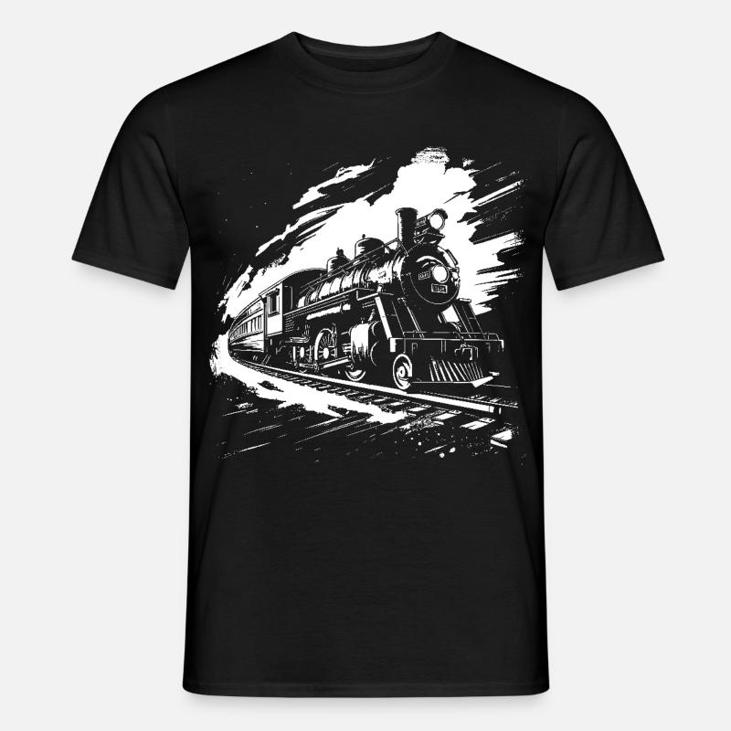 Eisenbahn Zeichnung - Männer T-Shirt - Schwarz