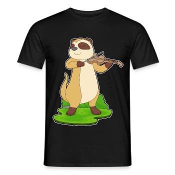 Erdmännchen Musiker Geige Musik - Männer T-Shirt - Schwarz - Vorne - AI Model Male 178 light (178cm)