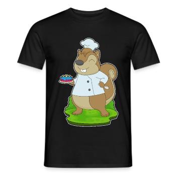 Gâteau d’anniversaire d’écureuil - T-shirt homme - noir - Devant - AI Model Male 178 light (178cm)