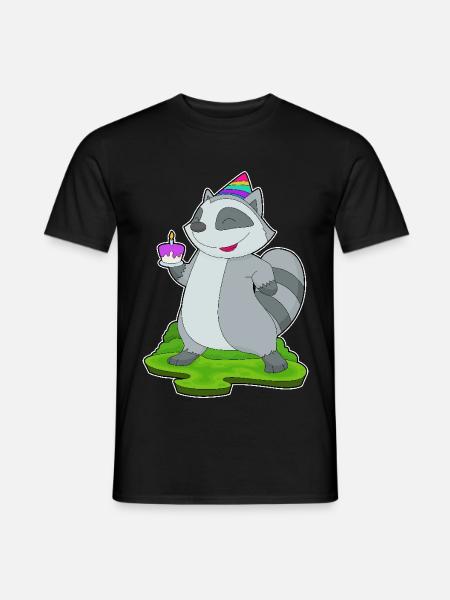 Waschbär Geburtstag Kuchen - Männer T-Shirt - Schwarz