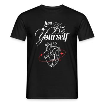 Just Be Yourself – Heart & Self-Love - Men's T-Shirt - black - Front - AI Model Male 178 light (178cm)