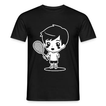 Badminton Kind Cartoon - Männer T-Shirt - Schwarz - Vorne - AI Model Male 178 light (178cm)